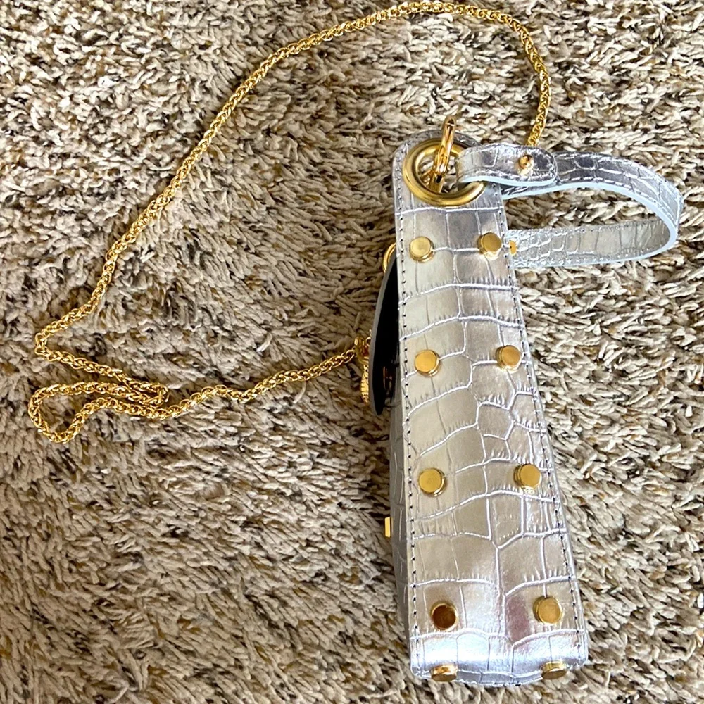 Persaman New York Joanna Croc Embossed Leather Phone Crossbody Bag - Picture 5 of 7